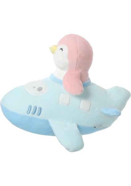 Seyahat Serisi Peluş Oyuncak Uçaklı Penguen - Pembe
