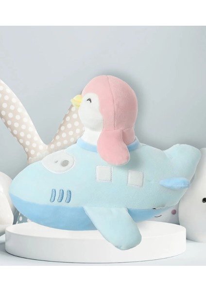 Seyahat Serisi Peluş Oyuncak Uçaklı Penguen - Pembe