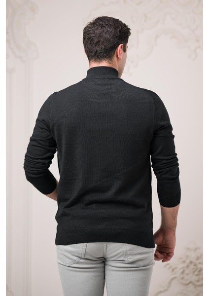 Regular Fit Yarım Balıkçı Kendinden Desenli Pamuklu Erkek Kazak fırsatları