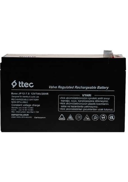 Ttec Base 12V 7AH Bakımsız Kuru Akü