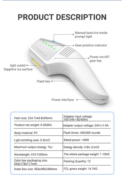 Ipl Laser Epilasyon Son Tekn.konfor ve Güç 45W Quartz Tüp Safir Buz Soğutma