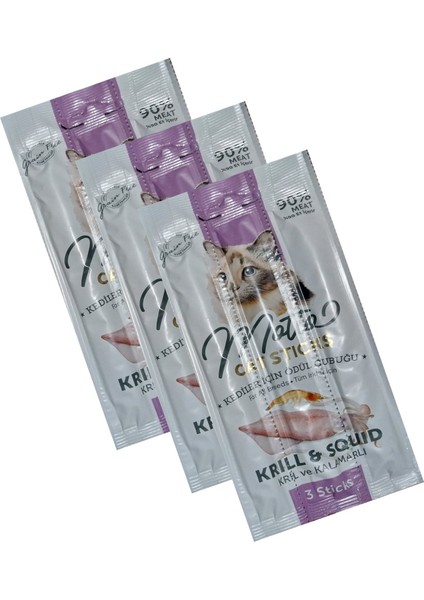 Sığır Etli 2X60GR Atıştırmalık Kedi Ödülü, Yumuşak Taneli, Motto 3 Adet 3lü Kalamar Sticks