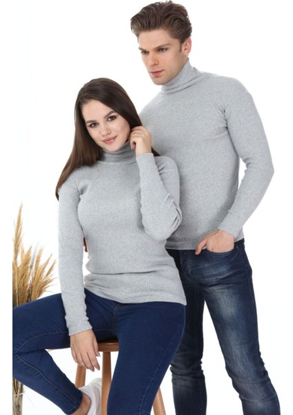 Qalina Life 4 Lü Set Unisex Likralı Esnek Siyah Beyaz Haki Gri Balıkçı Yaka Boğazlı Kışlık Kazak