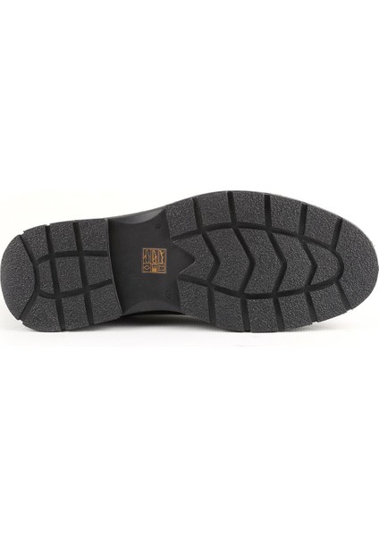 L4896 Erkek Hakiki Deri Lastikli Termo Bot Siyah