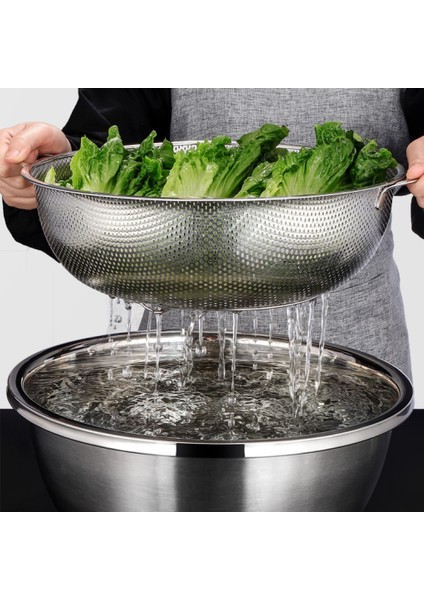 Pirinç Spagetti Süzgeçli Yuvalama Kasesi 38CM (Yurt Dışından)