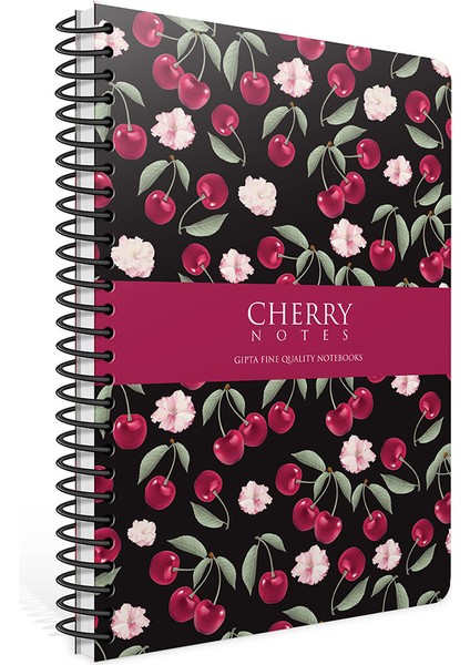 Cherry Spiralli Sert Kapak Çizgili Defter 17x24 cm 120 Yaprak Renkli Desenli