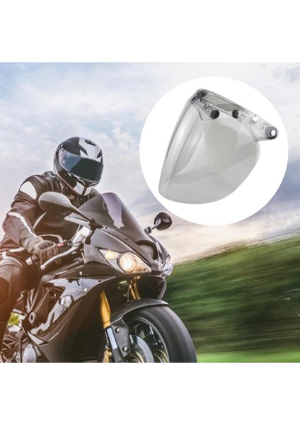 3 Snap Visor Lens I Açık Yüz Kaskları Için Retro Ön Cam Dayanıklı Açık Gri (Yurt Dışından)