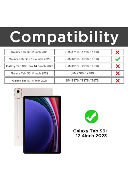 Samsung Galaxy Tab S9+ Plus 12.4inç X810 Uyumlu Tablet Kılıf Clear Şeffaf Dört Köşe Korumalı Silikon