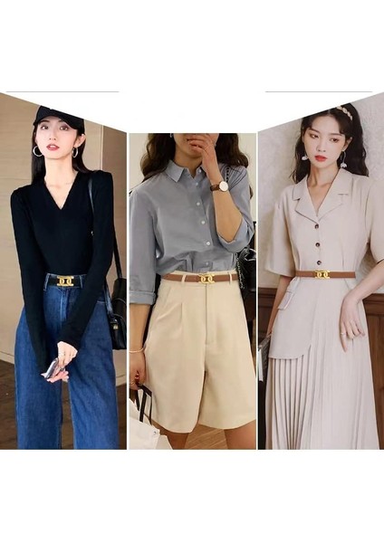 Jeans Için Bayan Kemerler, Altın Tokalı Bayan Deri Kemer, Pantolonlar Için Tasarımcı Kemerler Jeans Elbiseler (Yurt Dışından) indirimleri