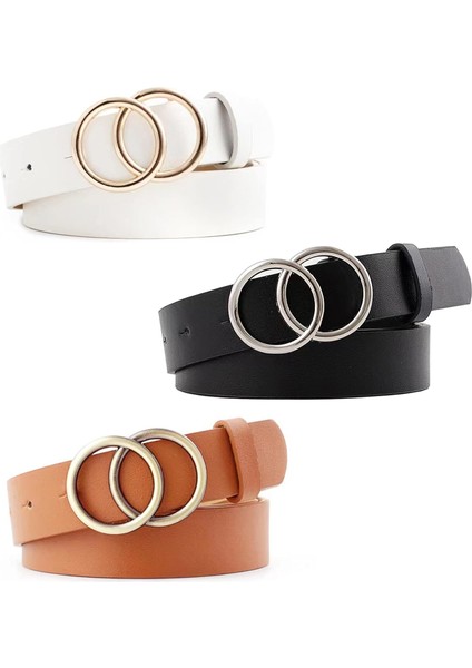 3'lü Paket Suni Deri Bayan Kemer Kot Elbise Kemeri (Yurt Dışından)