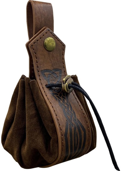 Ortaçağ Suni Deri Ipli Kese, Retro Iskandinav Taşınabilir Bozuk Para Cüzdanı, Larp Ren Faire Için Vintage Kemer Kılıfı Zar Çantası (Kahverengi C) (Yurt Dışından)