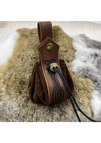 Ortaçağ Suni Deri Ipli Kese, Retro Iskandinav Taşınabilir Bozuk Para Cüzdanı, Larp Ren Faire Için Vintage Kemer Kılıfı Zar Çantası (Kahverengi C) (Yurt Dışından) modelleri