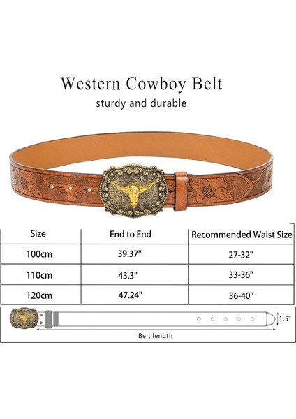 Erkekler Klasik Batı Kovboy Kemerleri - Kot Pantolon Için Unisex Kadın Vintage Longhorn Boğa Desenli Tokalı Kemerler (Yurt Dışından) modelleri