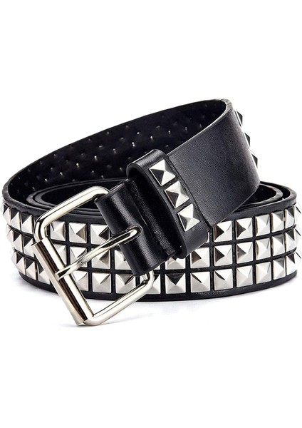 Siyah Çivili Kemer Punk Rock Perçin Kemer Grommet Konuları Kemer Kadın Erkek Için Parlak Metal Piramit ile (Siyah) (Yurt Dışından) fiyatları