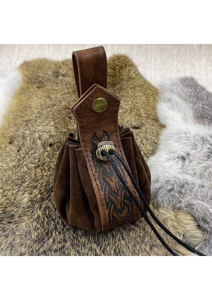 Ortaçağ Suni Deri Ipli Kese, Retro Iskandinav Taşınabilir Bozuk Para Cüzdanı, Larp Ren Faire Için Vintage Kemer Kılıfı Zar Çantası (Kahverengi B) (Yurt Dışından) modelleri
