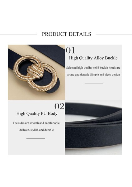 Bayanlar Suni Deri Kemer Altın Toka ile Moda Çift O-Ring Yumuşak Suni Deri Bel Kemerleri Kot Elbise (Yurt Dışından) modelleri