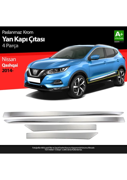 Nissan Qashqai Krom Yan Kapı Çıtası 4 Prç 2014-2021 A+ Kalite