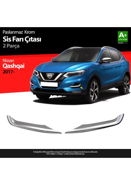 Nissan Qashqai Krom Sis Farı Çıtası 2 Prç 2017-2021 A+ Kalite