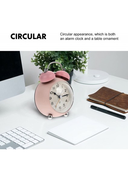 Sessiz Tik Tak Tak Sesini Getirmeyen Çalar Saat Vintage Çan Çalar Saat Çalar Saat Masa Üstü Çalar Saat Başucu Masaüstü Süsü (Pembe) (Yurt Dışından) modelleri