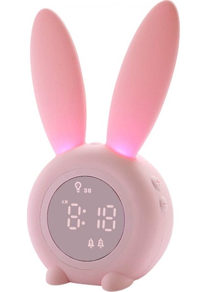 Çocuk Için Çocuk Çalar Saat, Çocuk Gece Lambaları, 5 Zil Sesi, Sıcaklık Takvimi, Dokunmatik Kontrol ve Erteleme Şarj Edilebilir Saatler----Pembe (Yurt Dışından)