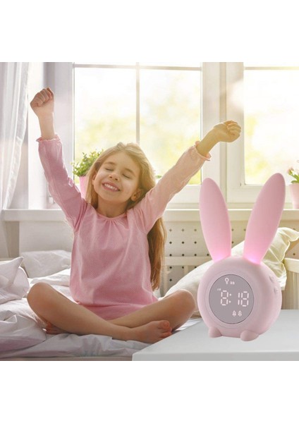 Çocuk Için Çocuk Çalar Saat, Çocuk Gece Lambaları, 5 Zil Sesi, Sıcaklık Takvimi, Dokunmatik Kontrol ve Erteleme Şarj Edilebilir Saatler----Pembe (Yurt Dışından)