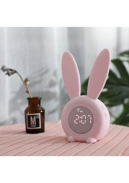 Çocuk Için Çocuk Çalar Saat, Çocuk Gece Lambaları, 5 Zil Sesi, Sıcaklık Takvimi, Dokunmatik Kontrol ve Erteleme Şarj Edilebilir Saatler----Pembe (Yurt Dışından)