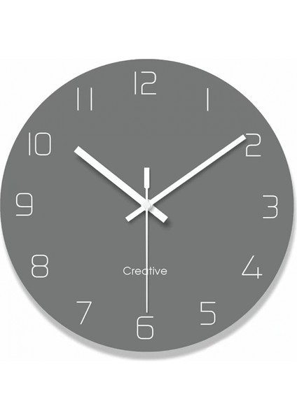 Rakamlarla Mutfak Modern Duvar Saati, Yuvarlak Duvar Dekoratif Saat, Oturma Odası Için Sessiz Geçmeyen Dijital Asılı Cam Saat / 12 Inç - Gri (Yurt Dışından)