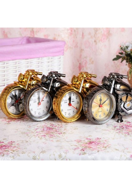 Motosiklet Çalar Saat Retro Motosiklet Çalar Saat Vintage Motosiklet Saat Eski Raf Saat Eski Çalar Saat Ev Ofis Masaüstü Dekor ( Pil Altın ) (Yurt Dışından)