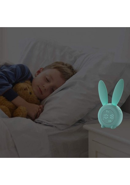 Çocuk Için Çocuk Çalar Saat, Çocuk Gece Lambaları, 5 Zil Sesi, Sıcaklık Takvimi, Dokunmatik Kontrol ve Erteleme Şarj Edilebilir Saatler----Yeşil (Yurt Dışından)