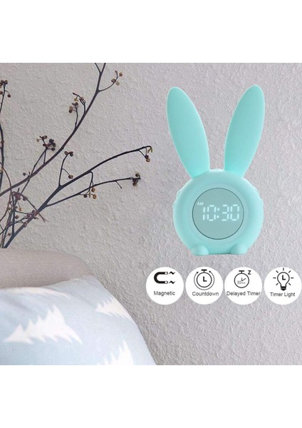 Çocuk Için Çocuk Çalar Saat, Çocuk Gece Lambaları, 5 Zil Sesi, Sıcaklık Takvimi, Dokunmatik Kontrol ve Erteleme Şarj Edilebilir Saatler----Yeşil (Yurt Dışından)