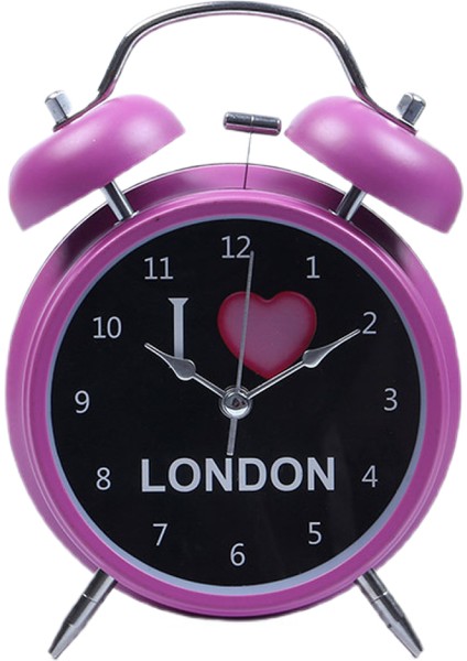 4 Inçlik Metal Çalar Saat Mor I Kalp Şeklinde Londra Işıklı Sessiz Basit Küçük Çalar Saat Çocuklar, Öğrenciler ve Yetişkinler Için Ev Ofis Saati (Yurt Dışından)