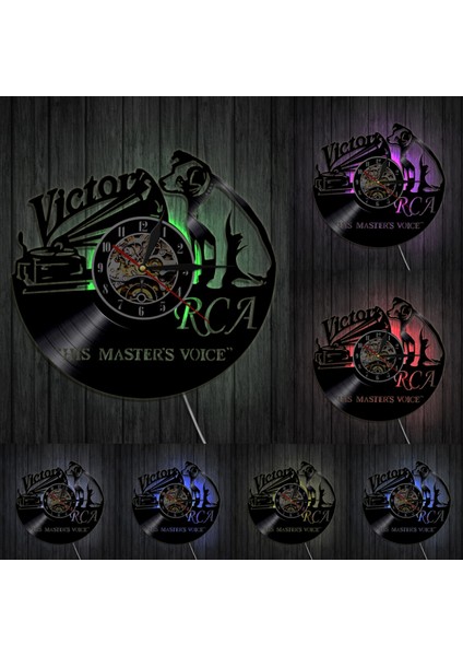 Işıkları ile 12 Inç Müzik Serisi Vinil Kayıt Duvar Saati Oturma Odası Duvar Saati LED Moda Yaratıcı Basit Modern Yatak Odası (Yurt Dışından) modelleri