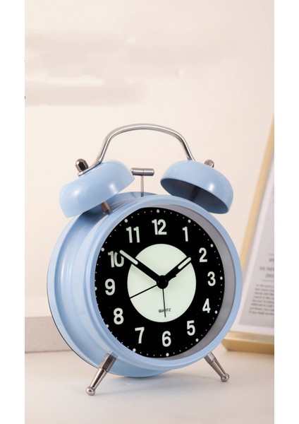 Öğrenciler, Çocuklar ve Yetişkinler Için 4 Inçlik Metal Işıklı Sevimli Çalar Saat Sessiz Çalar Saat, (Açık Mavi) (Yurt Dışından) modelleri