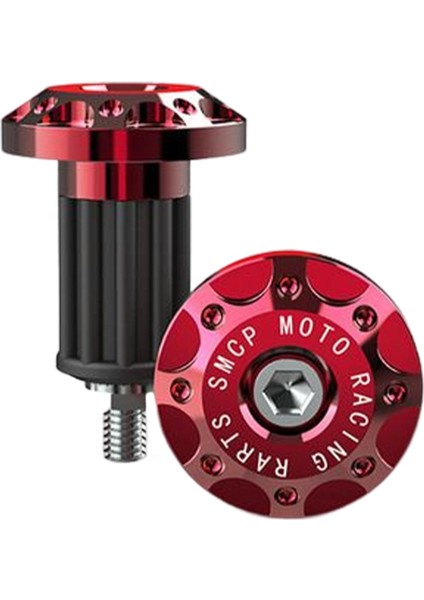 2 Adet Motosiklet Gidon Ucu Sapları Fiş Kapakları Cnc Alüminyum Alaşımlı Kırmızı (Yurt Dışından)