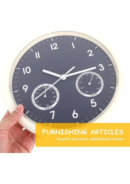Higrometre Tasarım Dekoratif Duvar Saati Akülü Duvar Saati Beyaz (Yurt Dışından) fırsatları