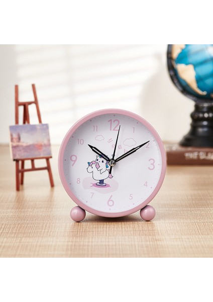 4 Inç Metal Işıklı Çalar Saat Tek Boynuzlu At Çalar Saat Öğrenci Çocuk Yetişkin Saati Sessiz Çalar Saat Ev （pembe） (Yurt Dışından)