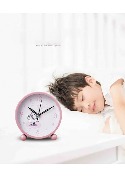 4 Inç Metal Işıklı Çalar Saat Tek Boynuzlu At Çalar Saat Öğrenci Çocuk Yetişkin Saati Sessiz Çalar Saat Ev （pembe） (Yurt Dışından)