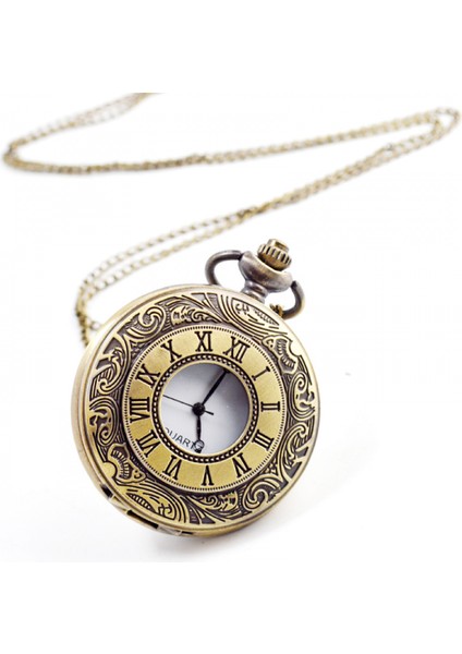 Vintage Romen Rakamları Ölçekli Kuvars Cep Saati, Zincirli, Bronz (Yurt Dışından) modelleri