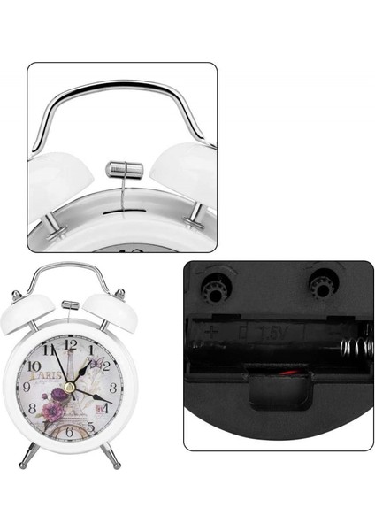 Yatak Odası Için Çalar Saat, Klasik Retro Ultra Sessiz Metal Kuvars Saat, Masa Dolap Başucu Seyahat Için Arkadan Aydınlatmalı (Beyaz) (Yurt Dışından) fırsatları