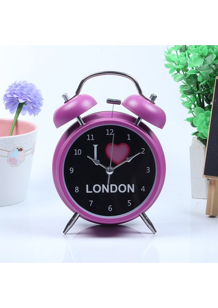 4 Inçlik Metal Çalar Saat Mor I Kalp Şeklinde Londra Işıklı Sessiz Basit Küçük Çalar Saat Çocuklar, Öğrenciler ve Yetişkinler Için Ev Ofis Saati (Yurt Dışından)