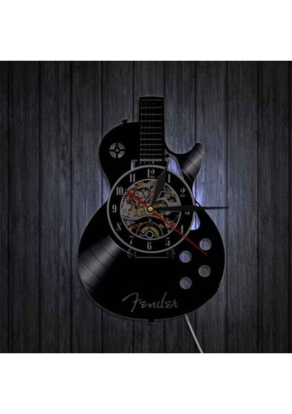 Lamba ile 12 Inç Vinil Kayıt Duvar Saati Oturma Odası Çalışma Retro Gitar CD Kayıt Duvar Saati Dilsiz Saat (Yurt Dışından) fırsatları