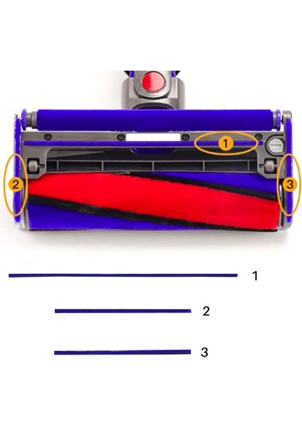 3 Adet Yumuşak Peluş Şeritler Dyson V6 V7 V8 V10 V11 Elektrikli Süpürge Yumuşak Silindir Kafası Yedek Aksesuar Parçaları (Yurt Dışından)