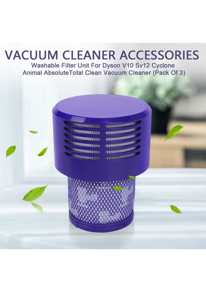 Dyson V10 SV12 Cyclone Animal Absolute Total Clean Elektrikli Süpürge Için Yıkanabilir Filtre Ünitesi (3'lü Paket) (Yurt Dışından)