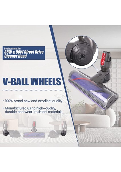 Bilyalı Tekerlek Değiştirme Dyson V6 V7 V8 V10 V11 V12 DC58 Elektrikli Süpürge 35W 50W Doğrudan Tahrikli Temizleyici Kafa Tekerlekler Parçaları (Yurt Dışından) fiyatları