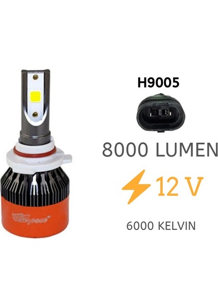 LED Far Ampulü Beyaz 48W 12V 8000LM H9005 / LAAM97