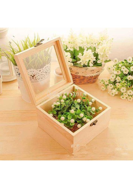Doğal Ahşap Sandık Kutusu Kutusu Ahşap Sandık Kutusu 12X12X8CM (Yurt Dışından)