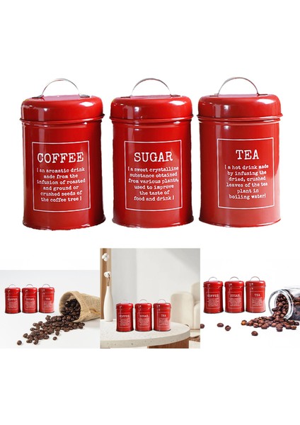 Kahve Çay Şeker Kutuları Mutfak Kutuları Kavanoz Kırmızı D (Yurt Dışından)