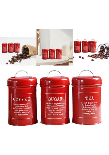 Kahve Çay Şeker Kutuları Mutfak Kutuları Kavanoz Kırmızı D (Yurt Dışından)