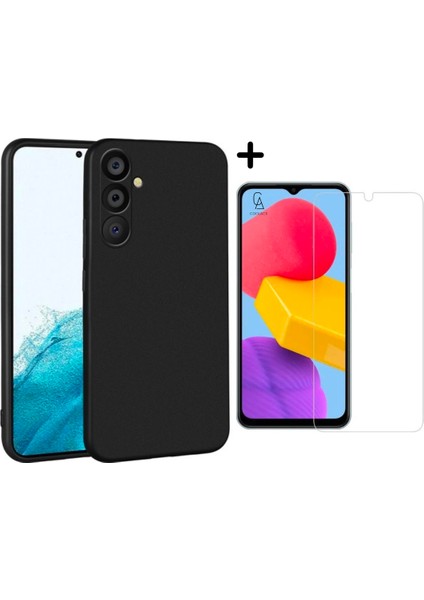 Samsung Galaxy A14 Uyumlu Kılıf Esnek Silikon Telefon Kılıfı ve Temperli Cam Ekran Koruyucu