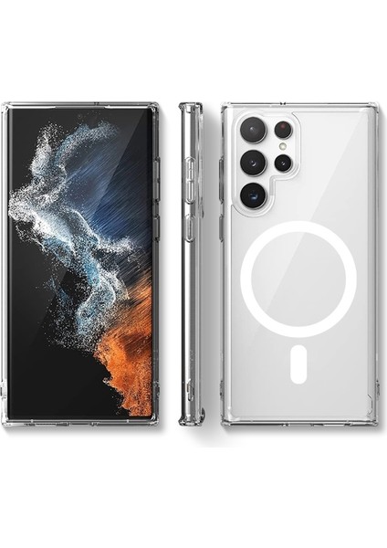 Samsung Galaxy S23 Ultra Uyumlu Kılıf Şaffaf Wireless Şarj Özellikli Magsafe Kılıf Kapak indirimleri